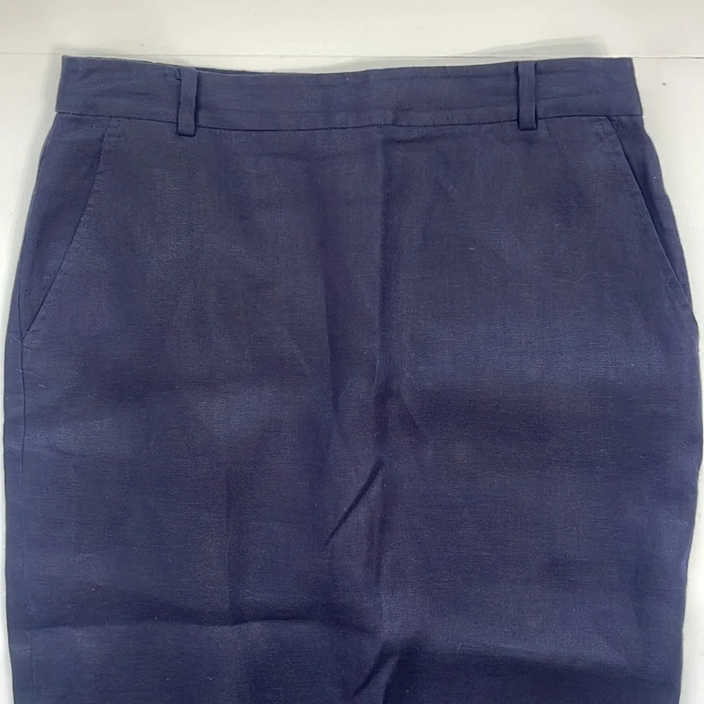 Lauren Ralph Lauren Navy Blue 100% Linen Skirt - Picture 3 of 5